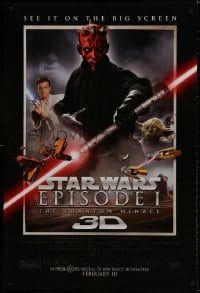 9g825 PHANTOM MENACE advance DS 1sh R2012 Star Wars Episode I in 3-D, different image of Darth Maul!