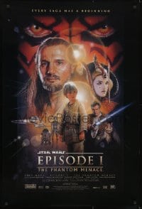 9g828 PHANTOM MENACE style B fan club 1sh 1999 George Lucas, Star Wars Episode I, Drew Struzan art!