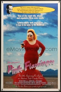 9g830 PINK FLAMINGOS 1sh R1997 Divine, Mink Stole, John Waters, proud to recycle their trash!