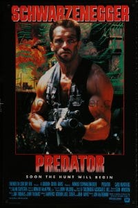 9g836 PREDATOR Japanese 26x40 1987 Arnold Schwarzenegger sci-fi, soon the hunt will begin!