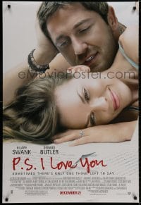 9g820 P.S. I LOVE YOU advance DS 1sh 2007 romantic close-up of Hillary Swank and Gerard Butler!