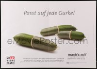 9g288 PASST AUF JEDE GURKE 17x24 German special poster 1990s HIV/AIDS, condom on cucumbers!