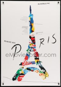 9g198 PLAKATE AUS PARIS 28x40 German museum/art exhibition 1993 art of the Eiffel Tower by Haute!