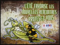 9g294 PROTEGEZ-VOUS AIDES 24x32 French special poster 1990s HIV/AIDS, bee and grasshopper!