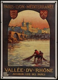 9g082 PARIS-LYRON-MEDITERRANEE VALLEE DU RHONE 31x43 French travel poster 1920 Charles Jean Hallo!