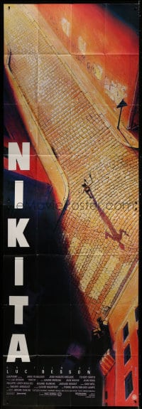 9j738 LA FEMME NIKITA DS French 46x136 1990 Luc Besson, overhead art of Anne Parillaud in alley!