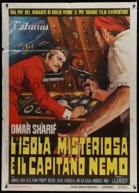 9j404 MYSTERIOUS ISLAND OF CAPTAIN NEMO Italian 1p 1972 Jules Verne sci-fi, cool art of Omar Sharif