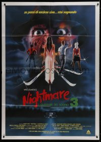 9j408 NIGHTMARE ON ELM STREET 3 Italian 1p 1987 cool horror art of Freddy Krueger by Matthew Peak!