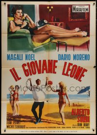 9j413 OH! QUE MAMBO Italian 1p 1958 Enzo Nistri art of Dario Moreno on beach & sexy Magali Noel!