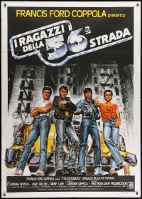 9j416 OUTSIDERS Italian 1p 1983 Coppola, Hinton, different art Dillon, Swayze, Macchio & Howell!