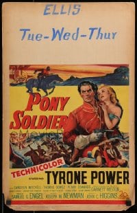 9j195 PONY SOLDIER WC 1952 art of Royal Canadian Mountie Tyrone Power & Penny Edwards, rare!