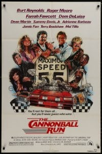 9p147 CANNONBALL RUN 1sh 1981 Burt Reynolds, Farrah Fawcett, Drew Struzan car racing art!