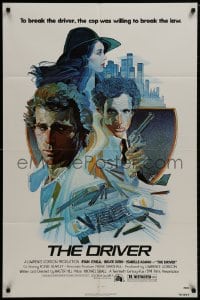 9p238 DRIVER 1sh 1978 Walter Hill, cool artwork of Ryan O'Neal, Bruce Dern & Adjani by M. Daily!