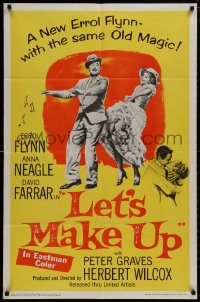 9p505 LET'S MAKE UP 1sh 1956 great image of Errol Flynn dancing with Anna Neagle!