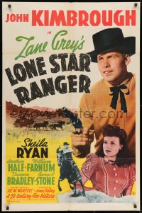 9p521 LONE STAR RANGER 1sh 1941 from Zane Grey novel, cowboy John Kimbrough, pretty Sheila Ryan!