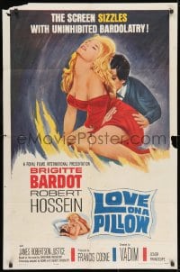 9p530 LOVE ON A PILLOW 1sh 1964 sexy Brigitte Bardot, the screen sizzles with Bardolatry!