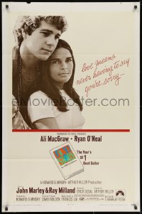 9p531 LOVE STORY 1sh 1970 great romantic close up of Ali MacGraw & Ryan O'Neal!