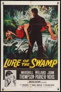 9p532 LURE OF THE SWAMP 1sh 1957 two men & a super sexy woman find their destination is Hell!