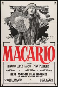 9p534 MACARIO 1sh 1961 cool art of Ignacio Lopez Tarso carrying wood by E. Caleril!