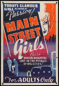 9p541 MAIN STREET GIRL 1sh 1939 Main Street Girls blinded by passion in big cities' pitfalls!