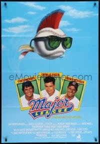 9p542 MAJOR LEAGUE int'l 1sh 1989 Charlie Sheen, Tom Berenger, wacky art of baseball with mohawk!