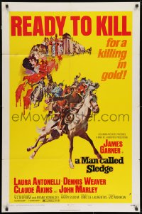 9p543 MAN CALLED SLEDGE style B 1sh 1970 James Garner, Laura Antonelli, Dennis Weaver, cool art!