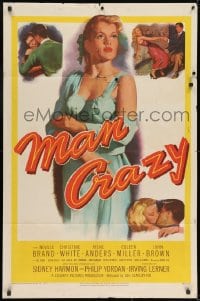 9p544 MAN CRAZY 1sh 1953 full-length artwork of very sexy bad girl Christine White!