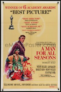 9p545 MAN FOR ALL SEASONS style C 1sh 1966 Paul Scofield, Robert Shaw, Best Picture Academy Award!