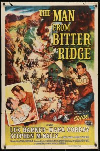 9p546 MAN FROM BITTER RIDGE 1sh 1955 Lex Barker in the great violent mountain wars!