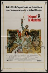 9p550 MAN OF LA MANCHA 1sh 1972 Peter O'Toole, Sophia Loren, cool Ted CoConis art!