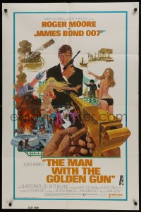 9p554 MAN WITH THE GOLDEN GUN East Hemi 1sh 1974 Roger Moore as James Bond by Robert McGinnis!