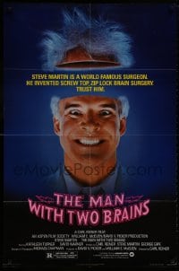 9p555 MAN WITH TWO BRAINS 1sh 1983 wacky world famous surgeon Steve Martin performs brain surgery!