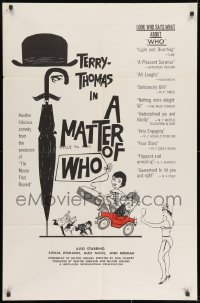 9p561 MATTER OF WHO 1sh 1962 art of wacky Terry-Thomas & chimp, Ziemann, Nicol, English comedy