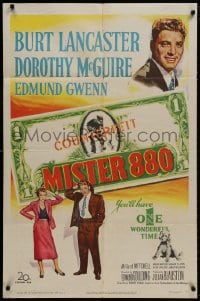 9p572 MISTER 880 1sh 1950 art of Burt Lancaster, Dorothy McGuire & counterfeit money!