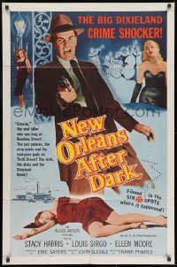 9p609 NEW ORLEANS AFTER DARK 1sh 1958 Louisiana drug smuggling, the big Dixieland crime shocker!