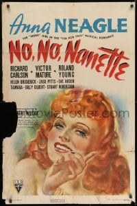 9p622 NO, NO, NANETTE style B 1sh 1940 wonderful close-up art of sexy elegant Anna Neagle!