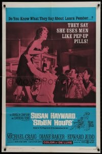 9p816 STOLEN HOURS 1sh 1963 Susan Hayward, they say she uses men like pep-up pills!