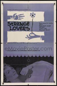 9p819 STRANGE LOVERS 1sh 1963 Jennifer Boles, Mark Bradley, Sylvia Brenner, cool art!