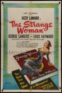 9p820 STRANGE WOMAN 1sh 1946 directed by Edgar Ulmer, art of Hedy Lamarr, Ben Ames Williams!