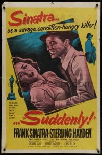 9p823 SUDDENLY 1sh 1954 would-be savage sensation-hungry Presidential assassin Frank Sinatra!