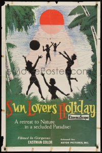 9p827 SUN LOVERS' HOLIDAY 1sh 1960 a retreat to nature in a secluded paradise, girls on beach!