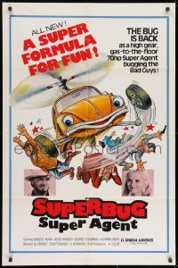 9p830 SUPERBUG SUPER AGENT 1sh 1972 wacky artwork of Volkswagen beating up bad guys!