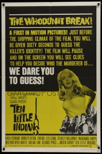 9p857 TEN LITTLE INDIANS 1sh 1966 Agatha Christie, art of super sexy full-length Shirley Eaton!