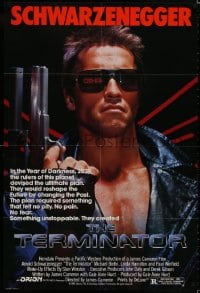 9p861 TERMINATOR 1sh 1984 classic image of cyborg Arnold Schwarzenegger, no border design!