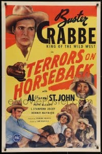 9p864 TERRORS ON HORSEBACK 1sh 1946 Buster Crabbe, King of the Wild West, Al Fuzzy St. John