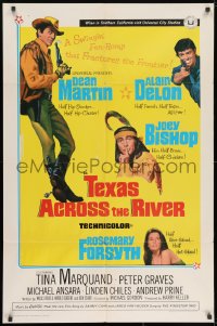 9p865 TEXAS ACROSS THE RIVER 1sh 1966 cowboy Dean Martin, Alain Delon & Indian Joey Bishop!