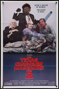 9p867 TEXAS CHAINSAW MASSACRE PART 2 1sh 1986 Tobe Hooper horror sequel, cool family portrait!