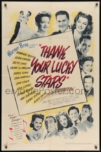 9p870 THANK YOUR LUCKY STARS 1sh 1943 Errol Flynn, Humphrey Bogart, Bette Davis & more pictured!