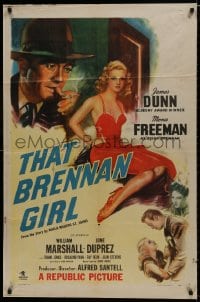 9p871 THAT BRENNAN GIRL 1sh 1946 art of James Dunn & sexy Mona Freeman as Ziggy!