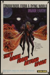 9p876 THEY CAME FROM BEYOND SPACE 1sh 1967 conquerors from a dying world invade Earth, sci-fi art!